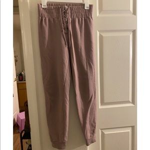 Target Pink  high-wasted tie up joggers